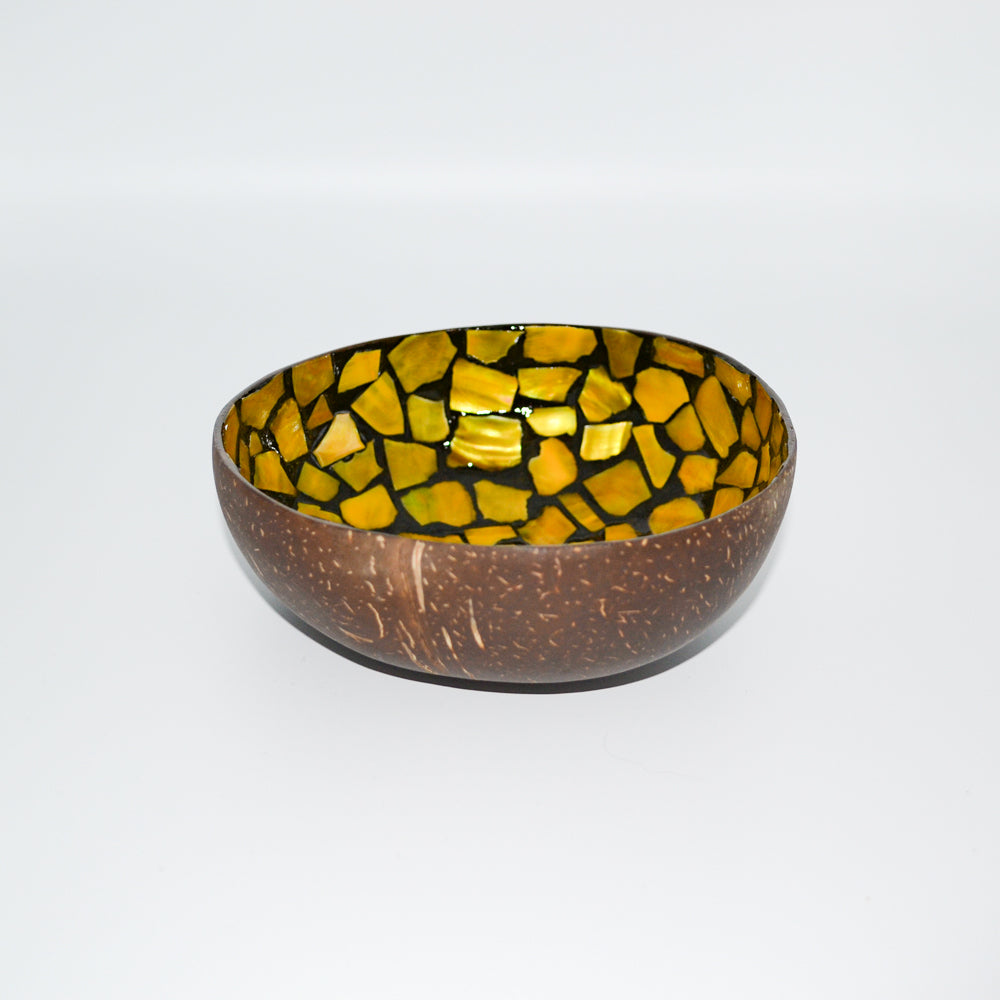 Coconut Shell Yellow Square, Mother of Pearl