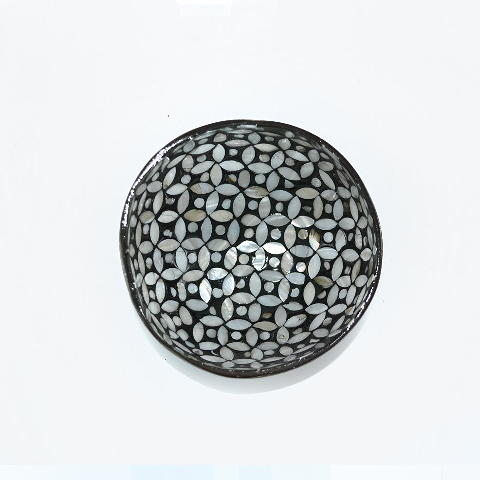 Coconut Shell Black, Silver, Mother of Pearl