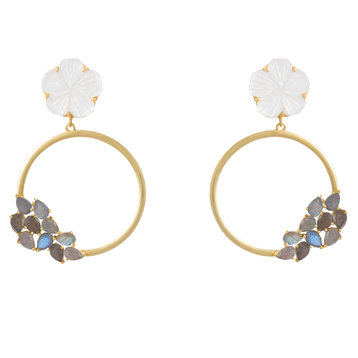 Mother of pearl flower earrings with Topacio crystal