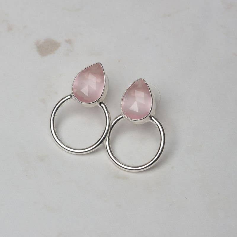 Mini earrings Diwa light pink in silver