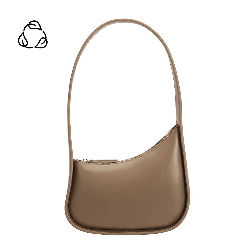 Melie Bianco Willow vegan shoulder bag made from recycled vegan material in taupe