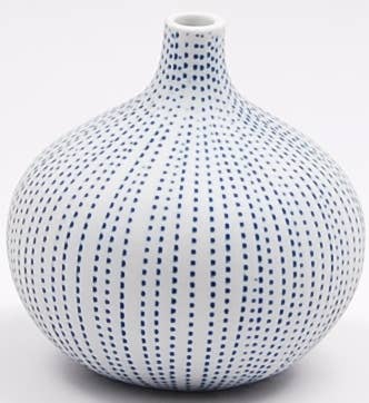 Small Blue Dots bud vase in porcelain ceramic