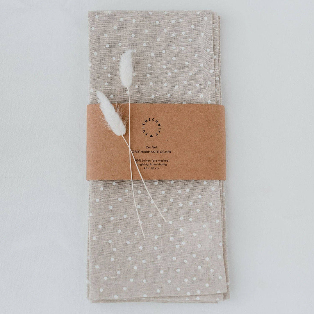 Linen tea towels Dots in a set of 2